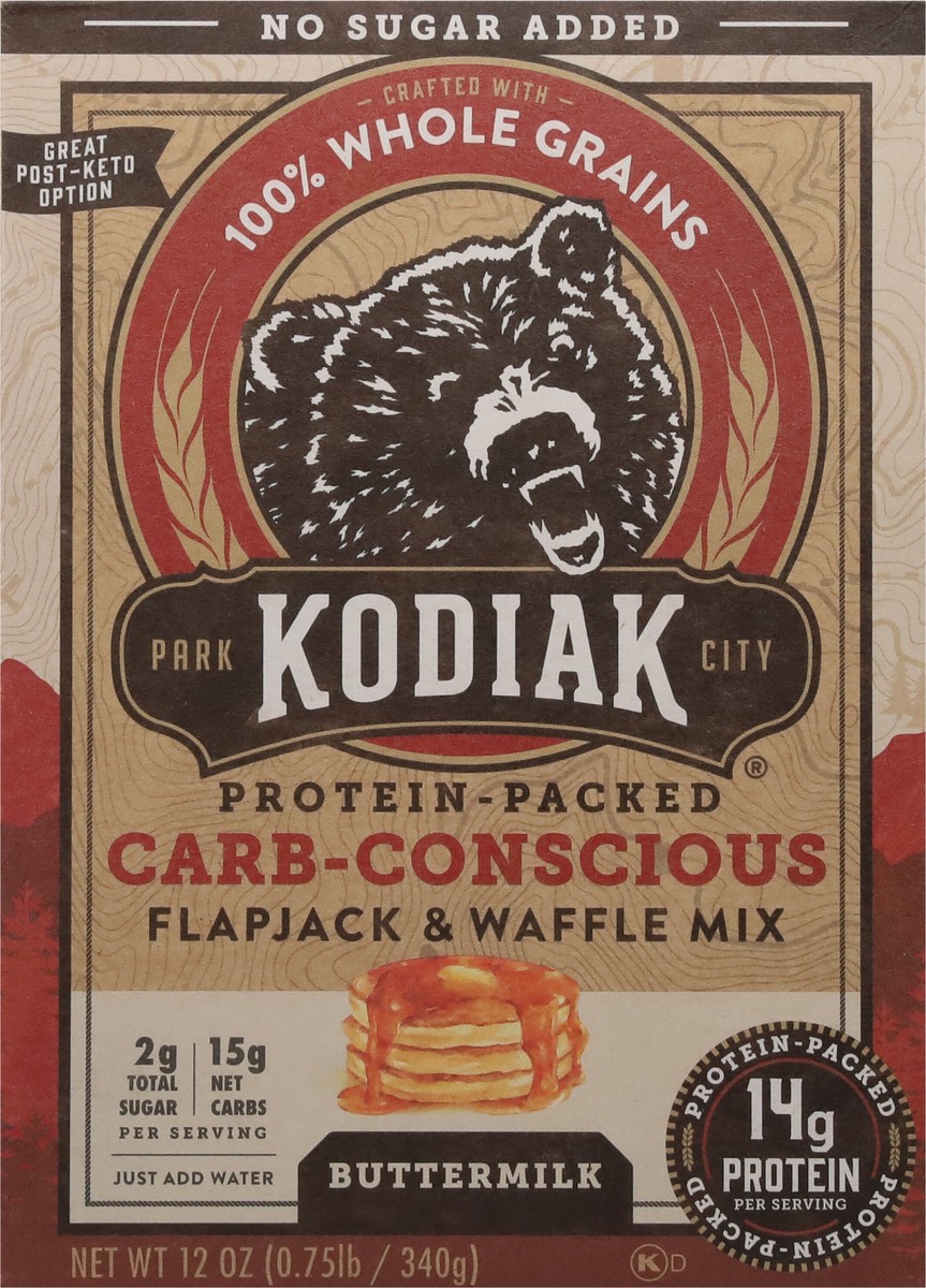 slide 6 of 9, Kodiak Cakes Cakes Carb Conscious Buttermilk Flapjack Mix, 12 oz