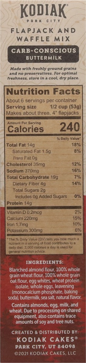 slide 8 of 9, Kodiak Cakes Cakes Carb Conscious Buttermilk Flapjack Mix, 12 oz