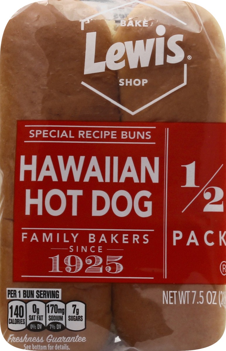 slide 2 of 9, Lewis Bakeries Hawaiian Half Pack Hot Dog Buns, 7.5 oz, 4 Count, 7.5 oz