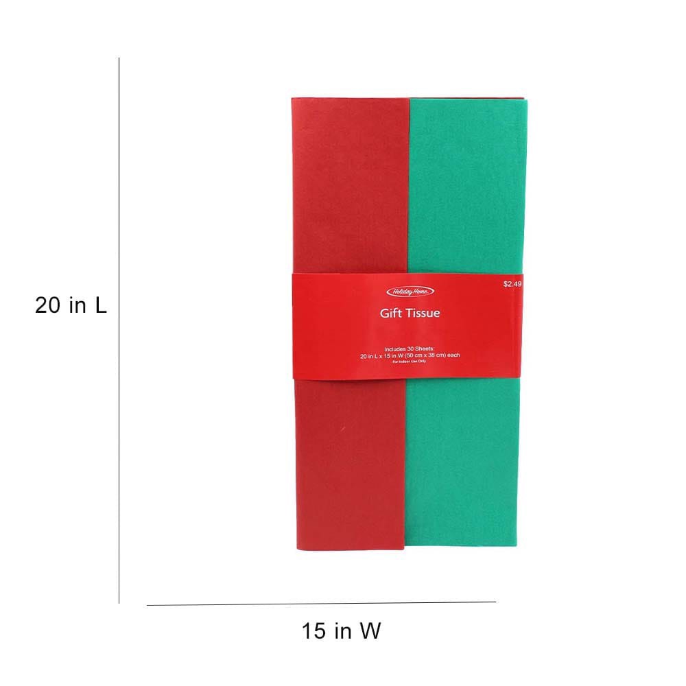 slide 2 of 4, Holiday Home® Solid Green Red/Green Tissue, 30 ct