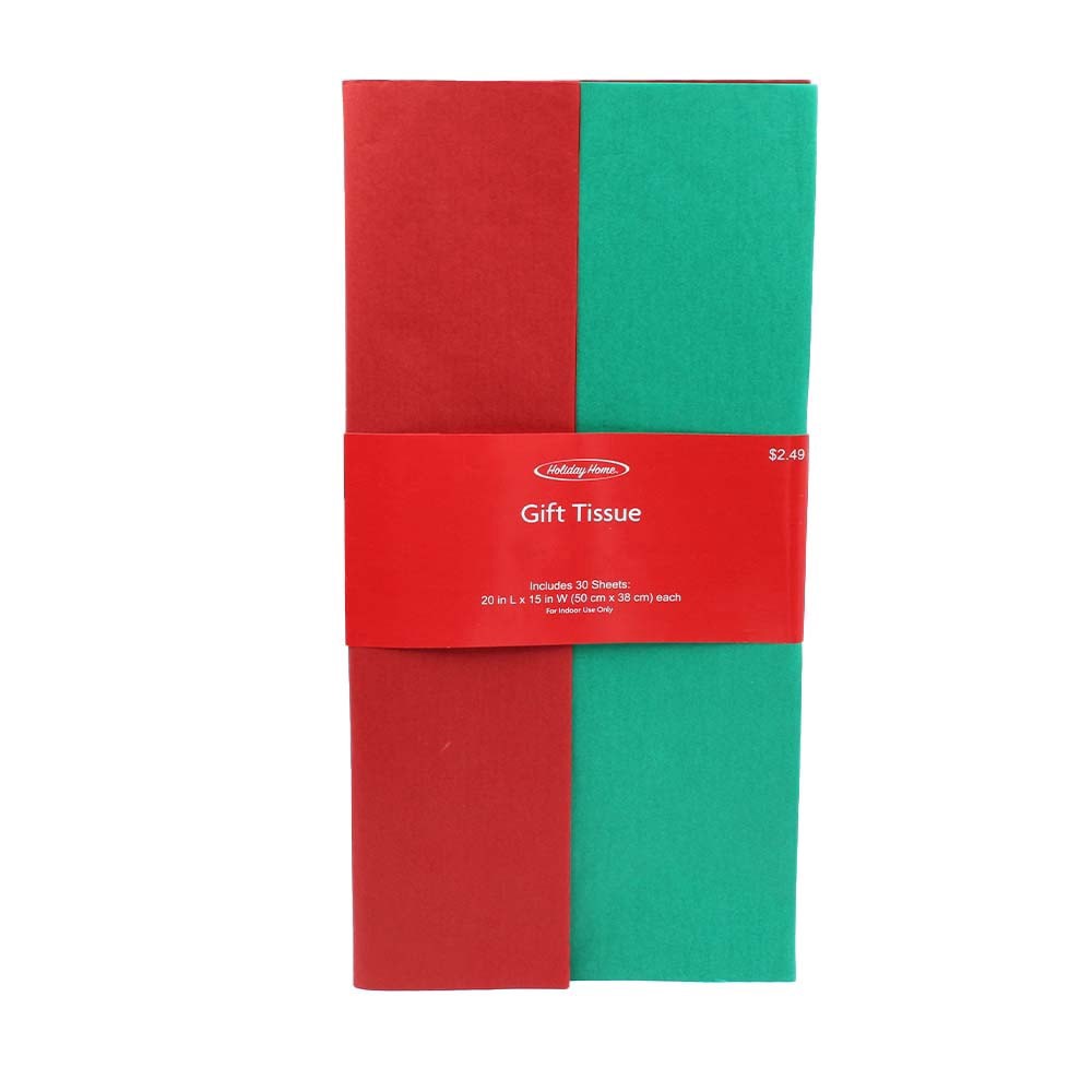 slide 1 of 4, Holiday Home® Solid Green Red/Green Tissue, 30 ct