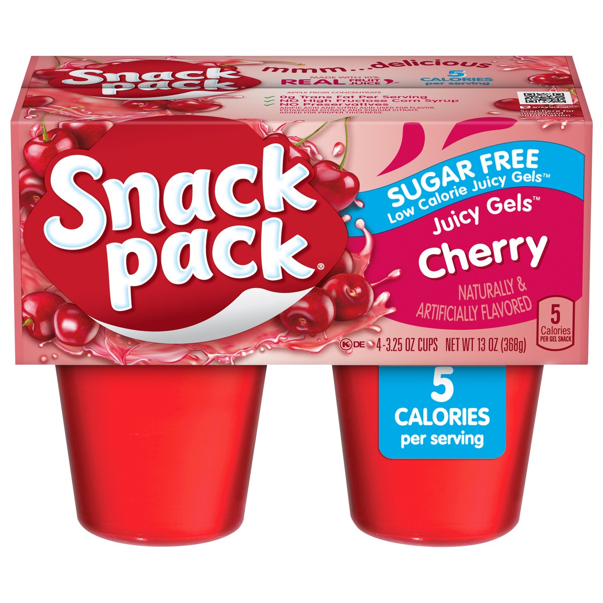 slide 1 of 5, Snack Pack Juicy Gels Cherry Sugar Free - 13oz, 4 ct