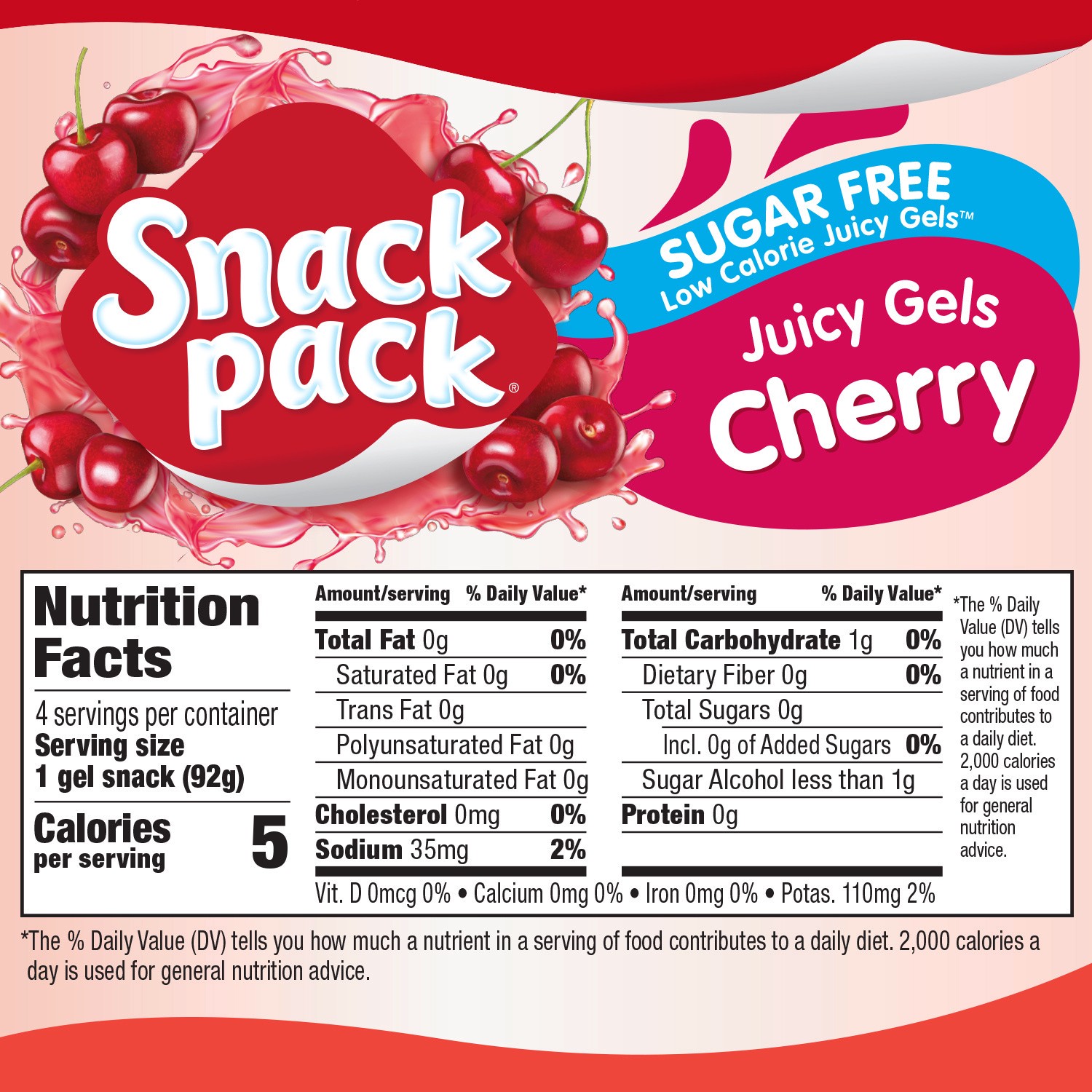 slide 2 of 5, Snack Pack Juicy Gels Cherry Sugar Free - 13oz, 4 ct