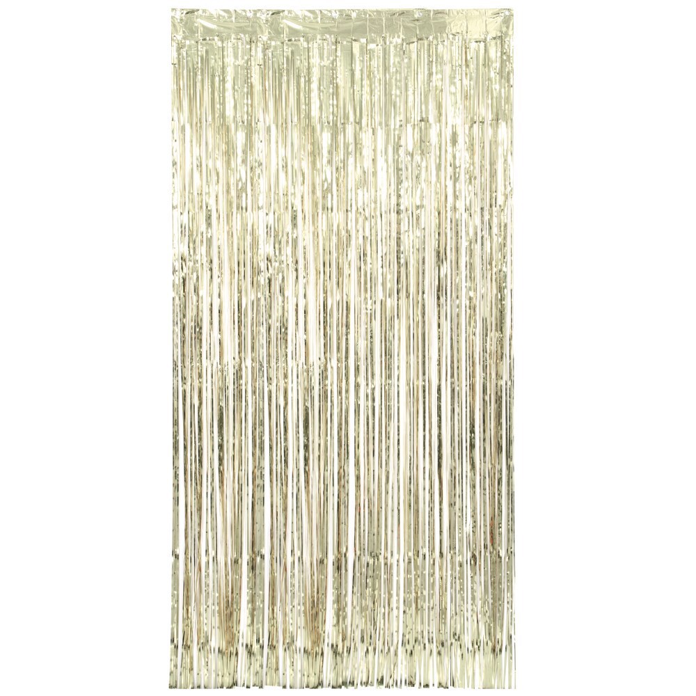 slide 2 of 2, Unique Foil Fringe Door Curtain - Gold, 1 ct