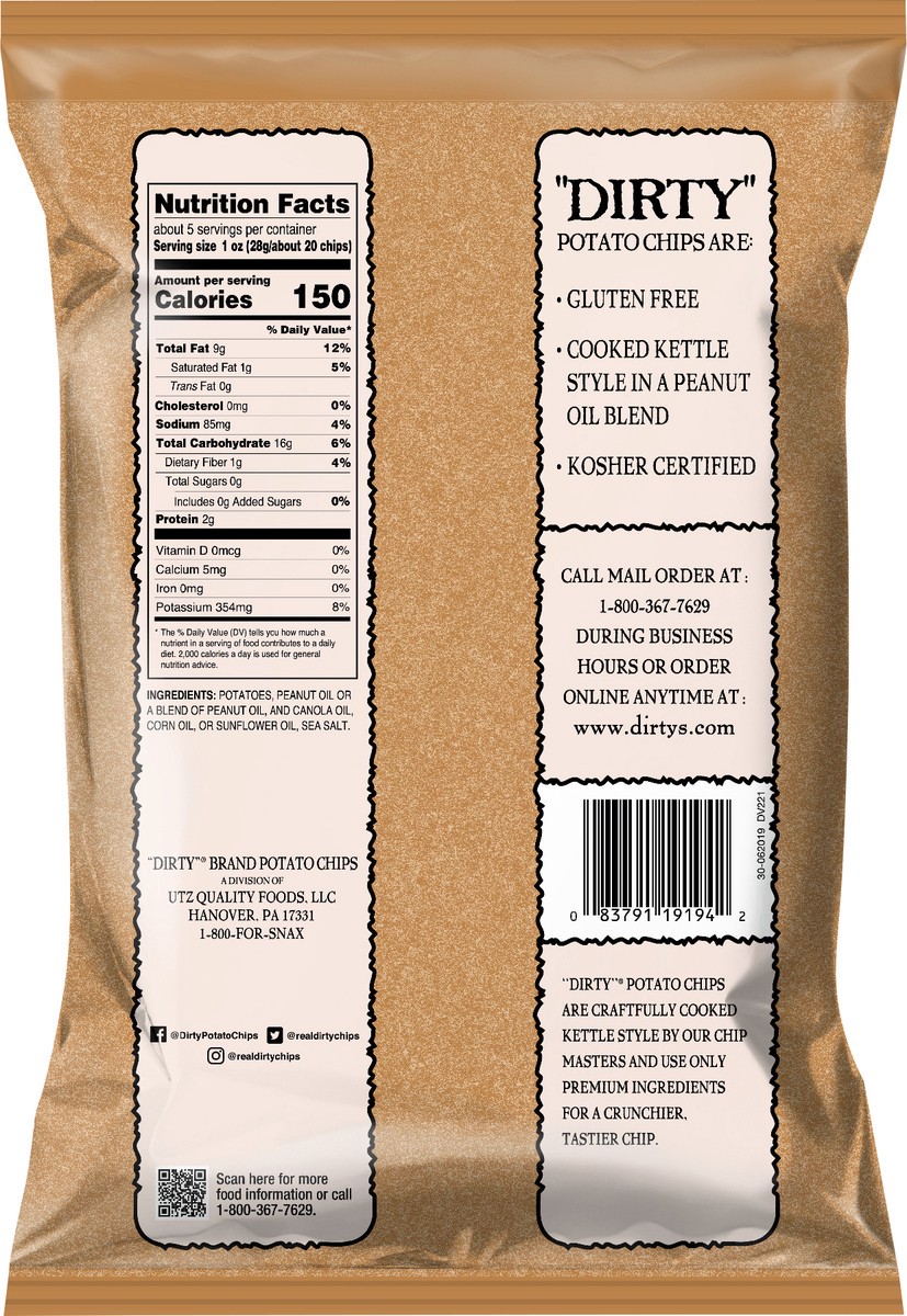 slide 7 of 12, Dirty 4.75 oz "Dirty" Sea Salted Kettle Potato Chips, 4.75 oz