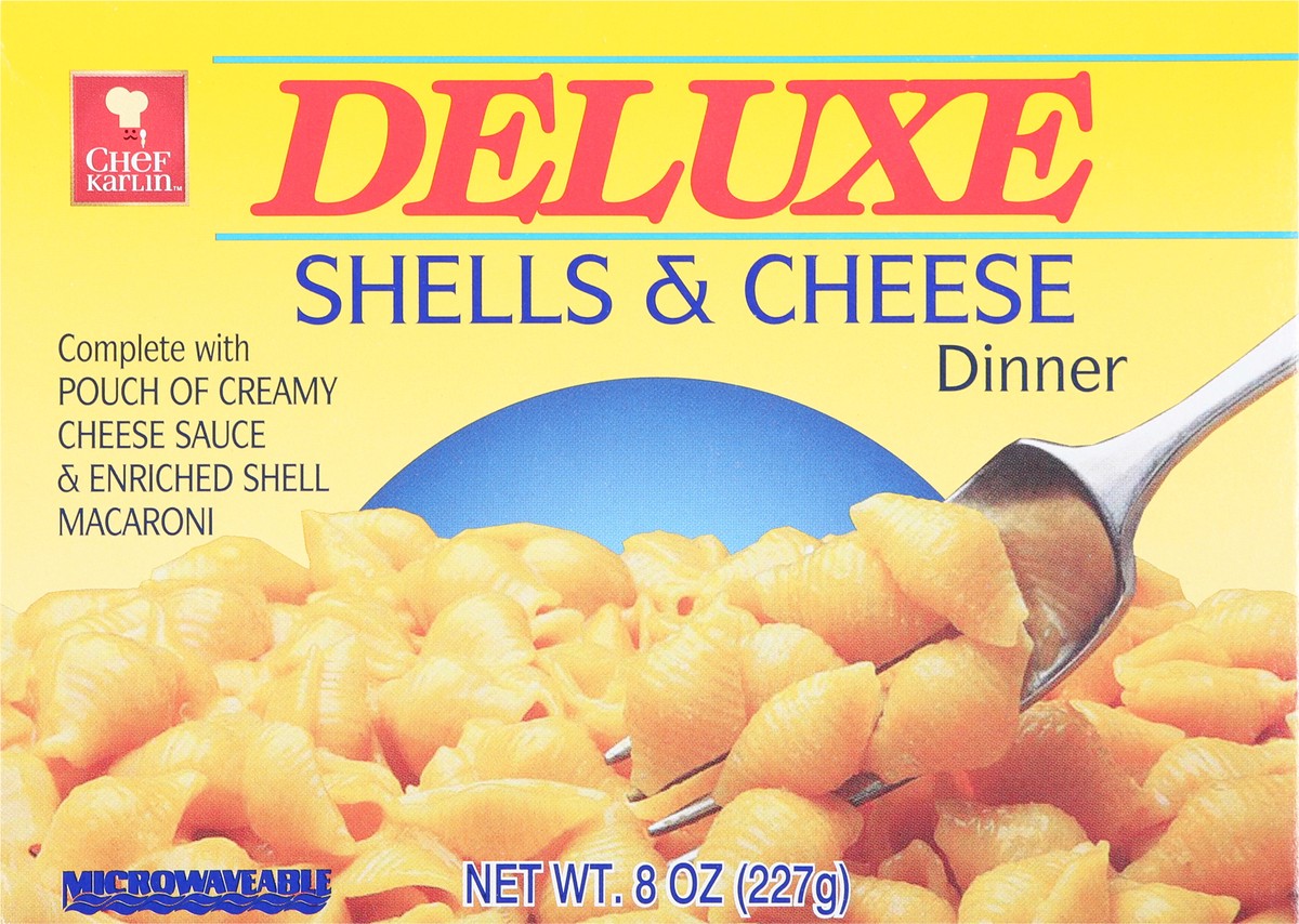slide 7 of 9, Chef Karlin Deluxe Shells & Cheese Dinner 8 oz, 8 oz