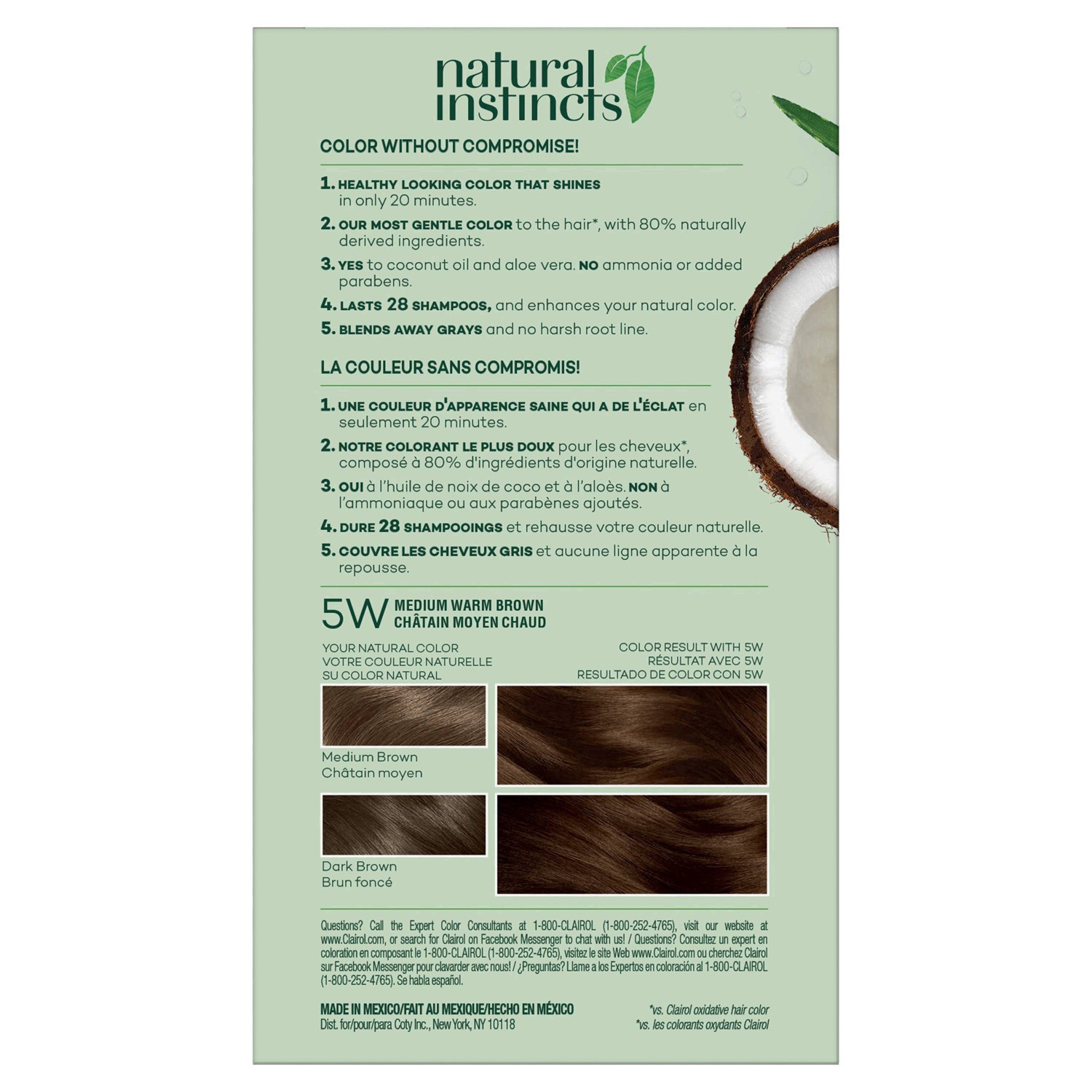 slide 13 of 43, Natural Instincts Clairol Demi-Permanent Hair Color Cream Kit - 5W Medium Warm Brown, Cinnamon Stick, 1 ct