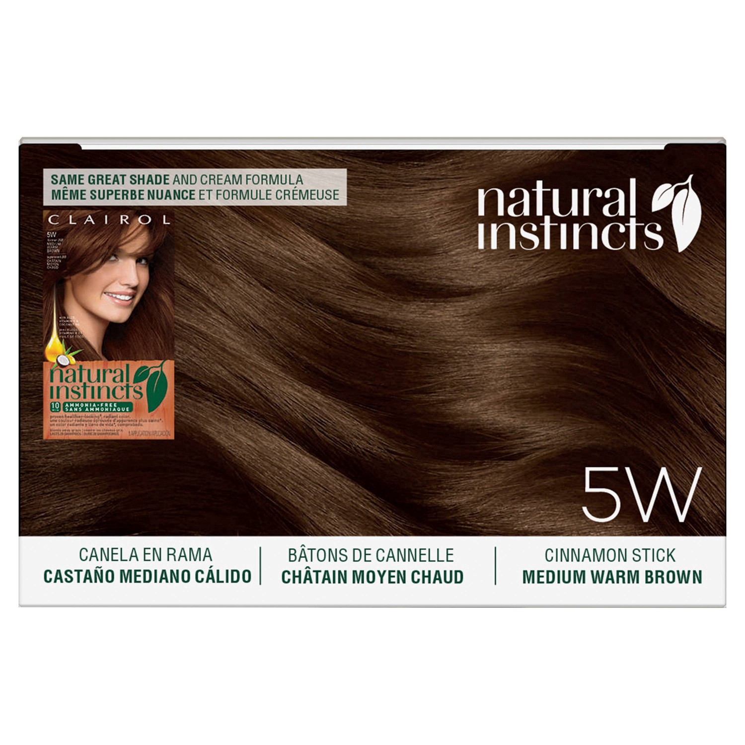 slide 5 of 43, Natural Instincts Clairol Demi-Permanent Hair Color Cream Kit - 5W Medium Warm Brown, Cinnamon Stick, 1 ct