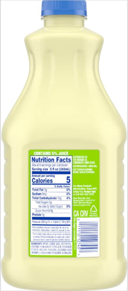 slide 2 of 2, Kroger Zero Sugar Lemonade - 52 fl oz, 52 fl oz