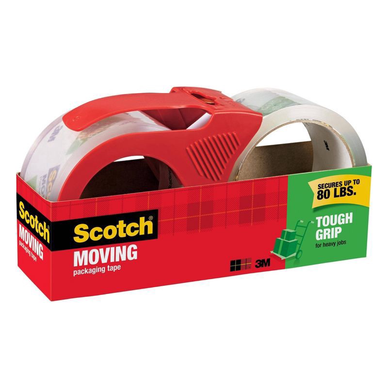 slide 8 of 11, Scotch Tough Grip Moving Tape with Dispenser, 2 ct