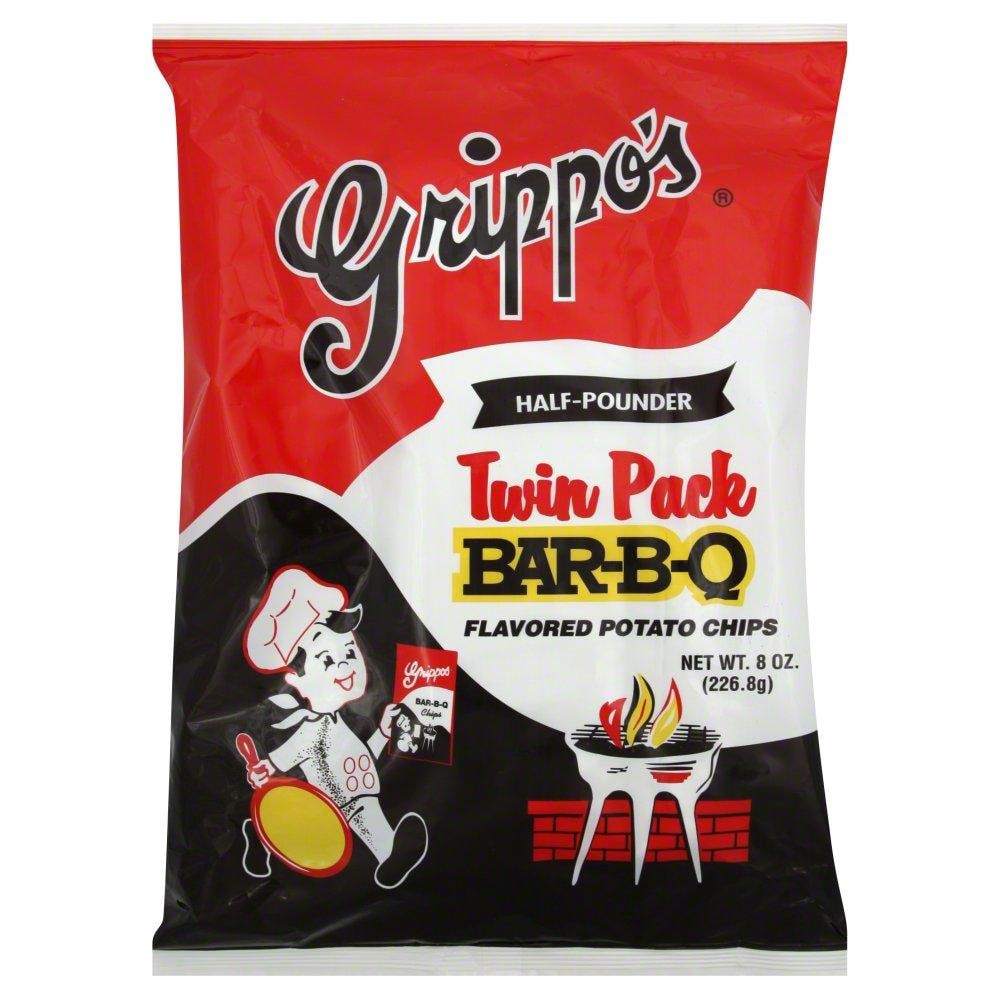 slide 1 of 3, Grippo's Twin Pack Bar-Q Flavored Potato Chips - 8 oz, 8 oz