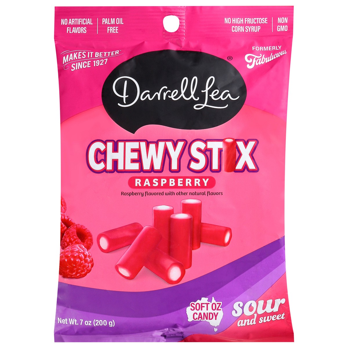 slide 1 of 9, Darrell Lea Raspberry Chewy Stix 7 oz, 7 oz