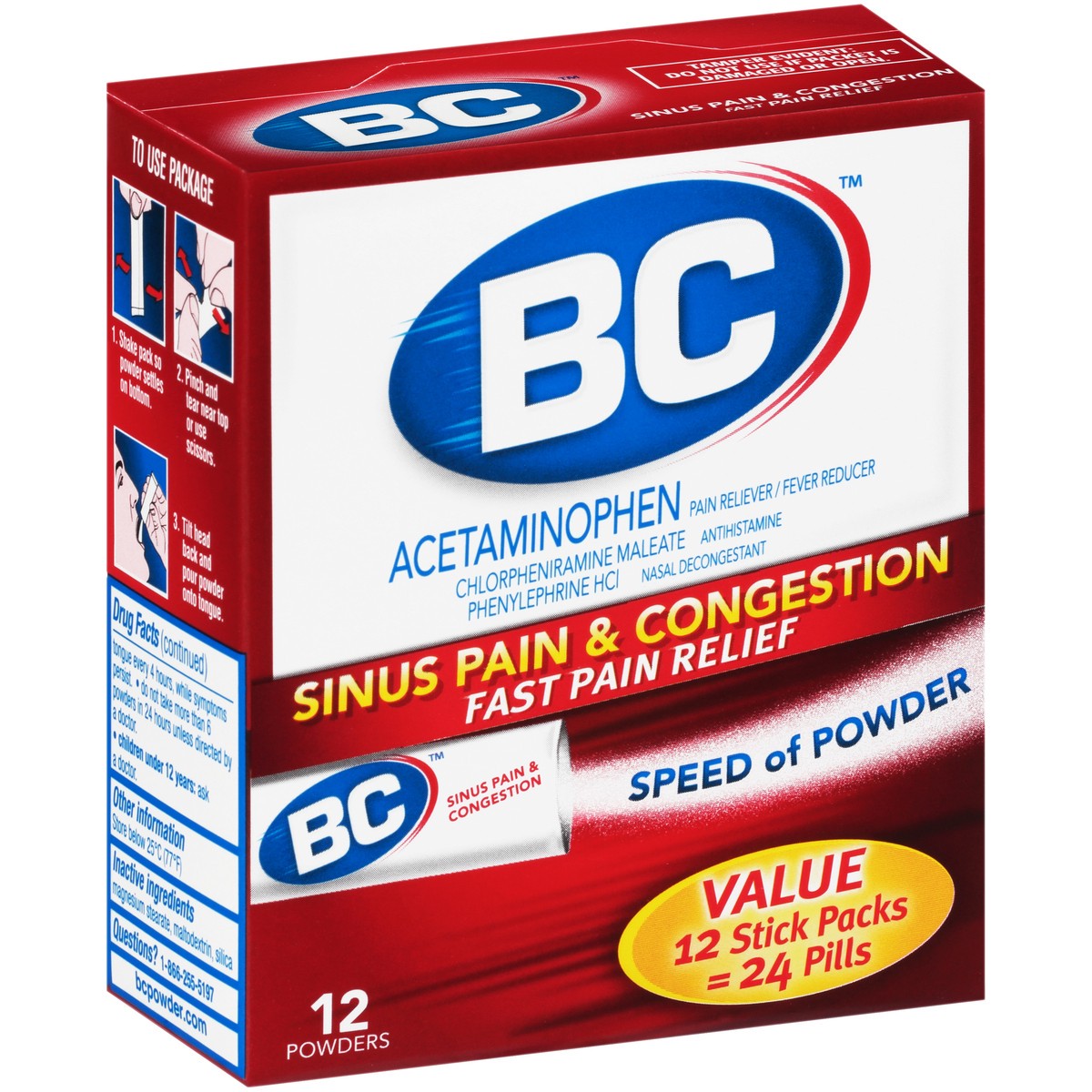 slide 3 of 10, Bc Fast Cold & Flu Relief Sinus Congestion & Pain Stick Packs - 12 Count, 12 ct