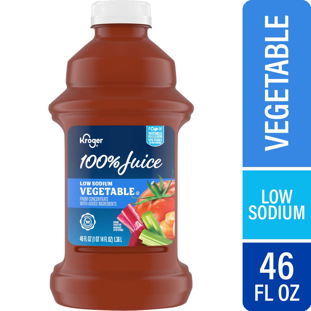 slide 1 of 5, Kroger Low Sodium Vegetable Juice Bottle, 46 fl oz