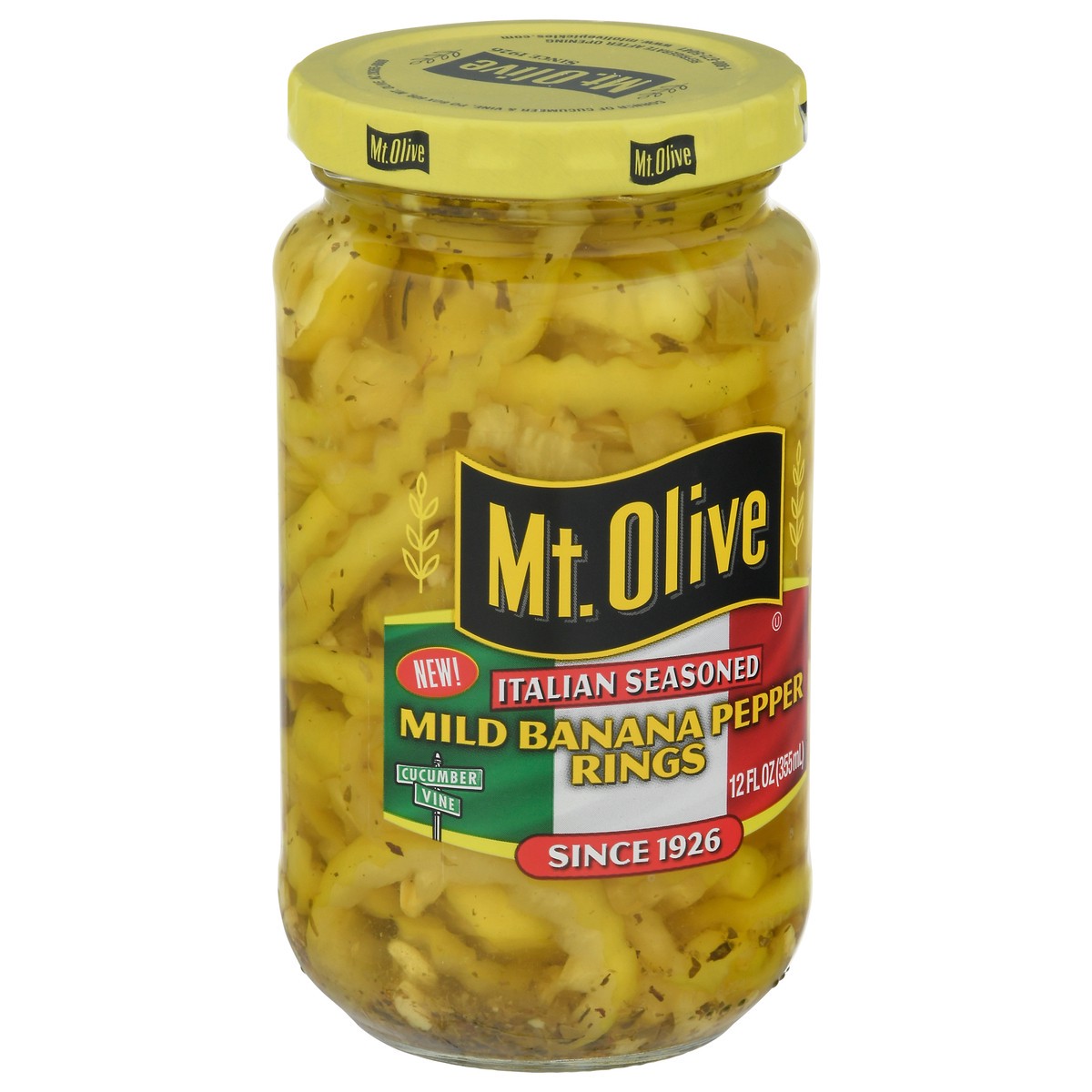 slide 8 of 11, Mt. Olive Mild Italian Seasoned Banana Pepper Rings 12 fl oz, 12 fl oz