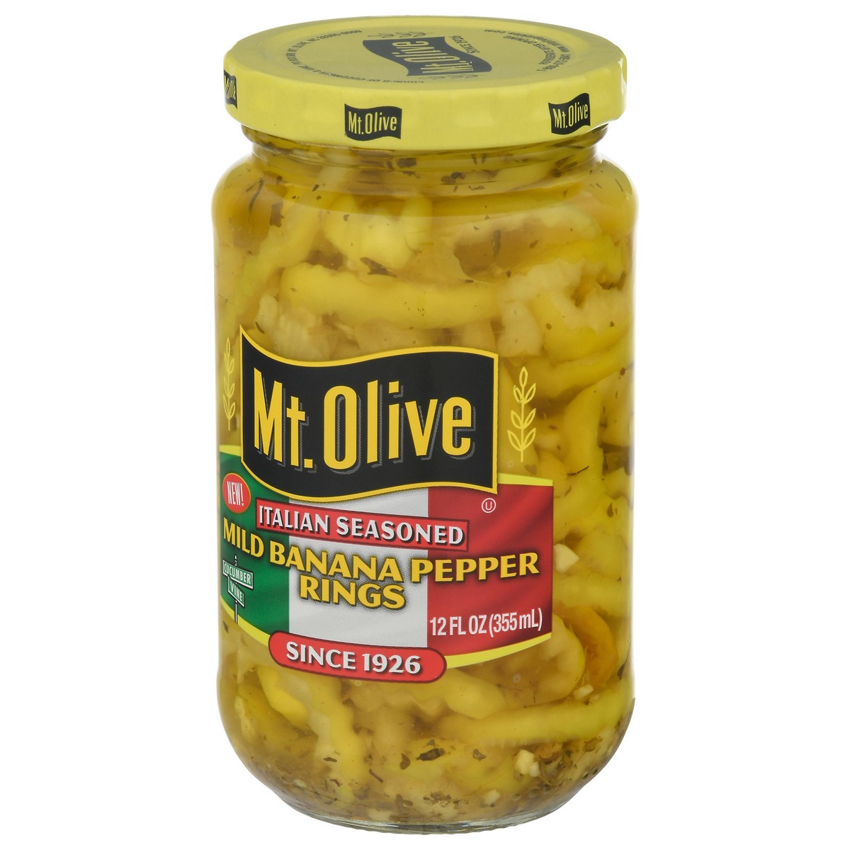 slide 9 of 11, Mt. Olive Mild Italian Seasoned Banana Pepper Rings 12 fl oz, 12 fl oz