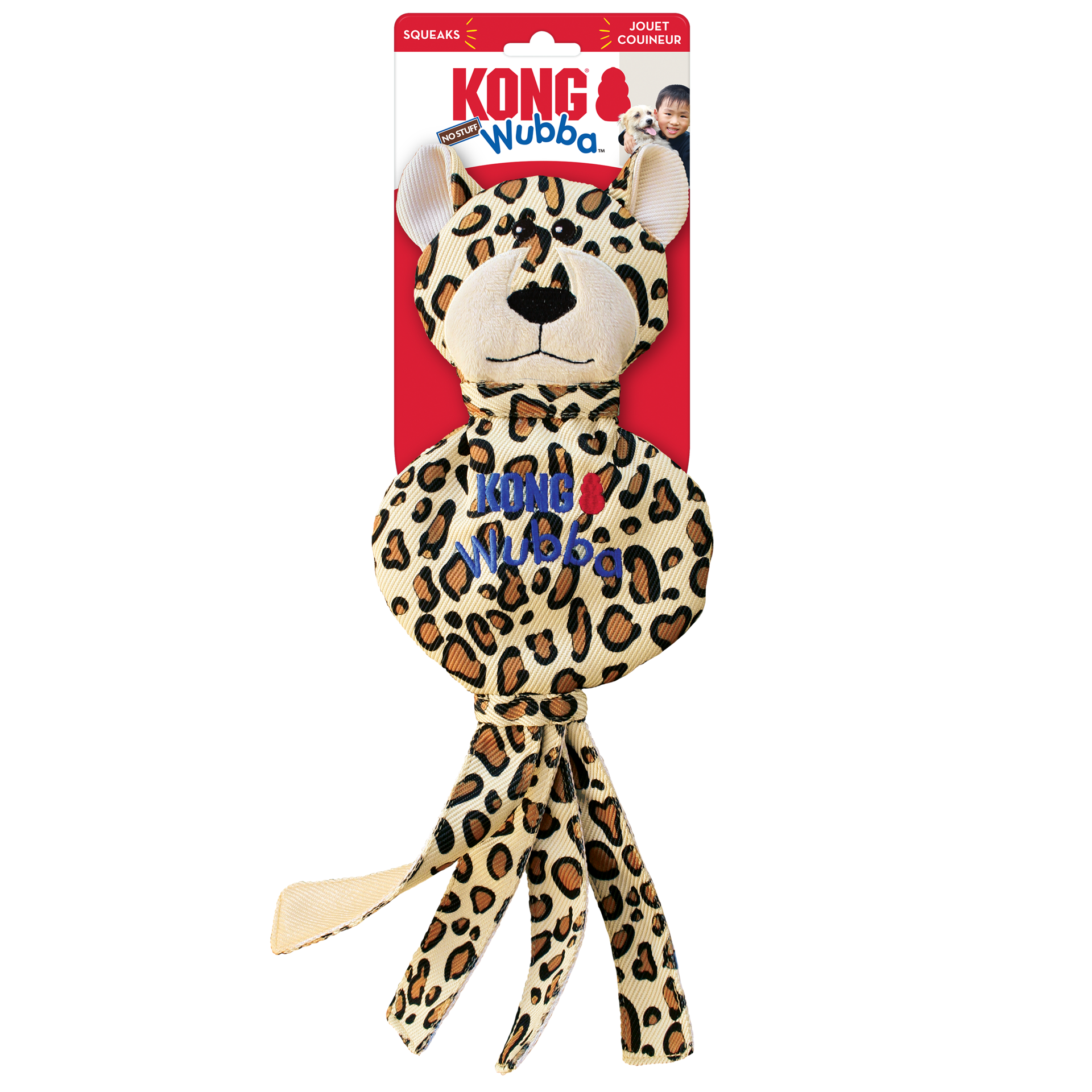 slide 3 of 3, KONG Wubba No Stuff Cheetah Lg, 1 ct