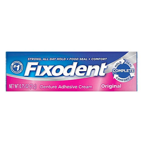 slide 1 of 1, Fixodent Complete Denture Adhesive Cream Original, 0.75 oz