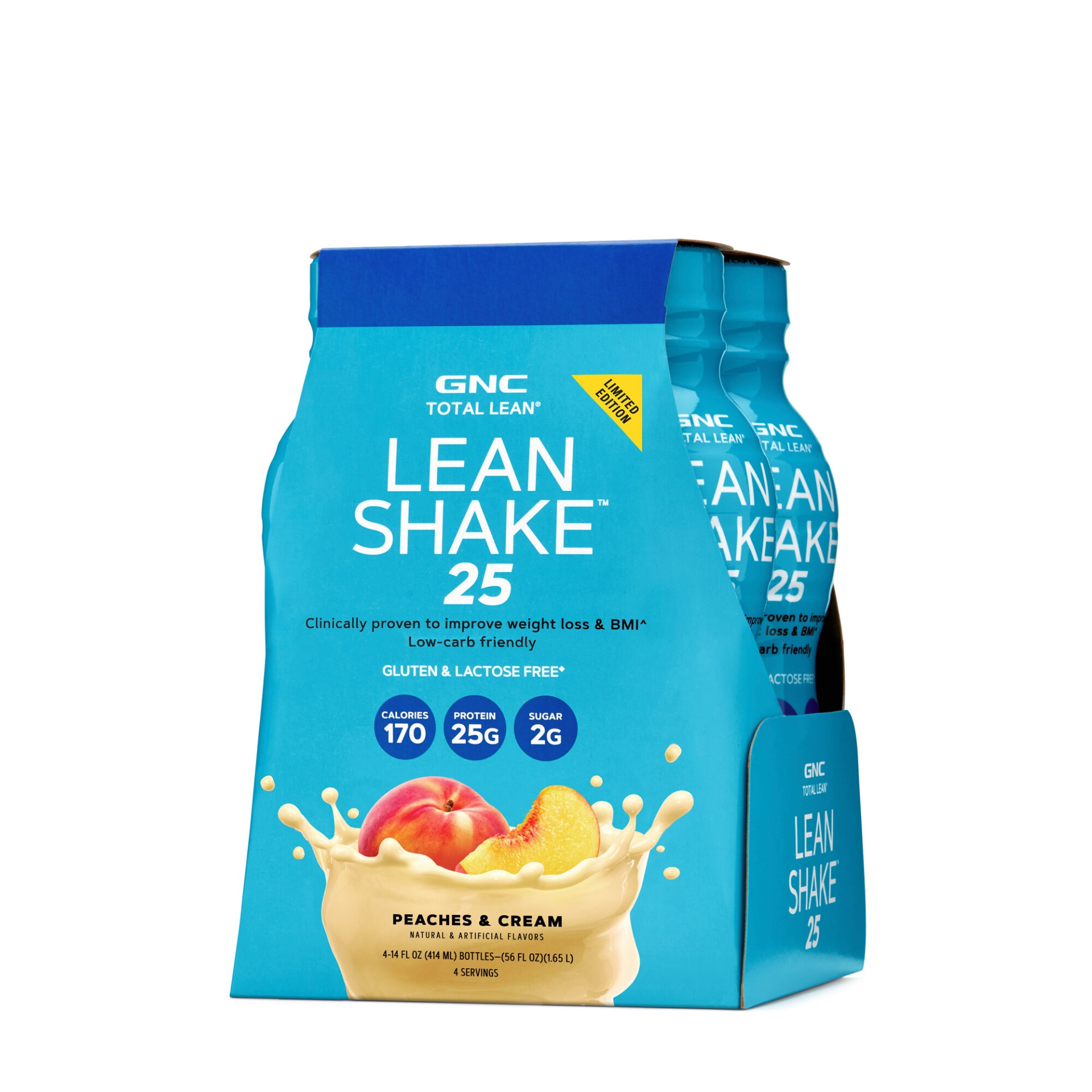 slide 1 of 1, GNC Total Lean Lean Shake - Peaches and Cream, 4 ct