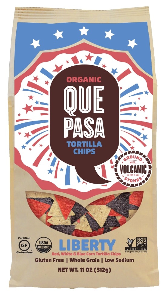 slide 1 of 1, Que Pasa Tortilla Chips Organic Holiday Liberty, 11 oz