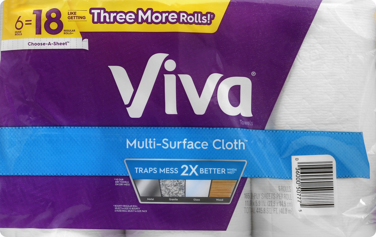 slide 2 of 11, Viva Huge Roll Choose-A-Sheet 2-Ply Multi-Surface Cloth 6 ea, 6 ct