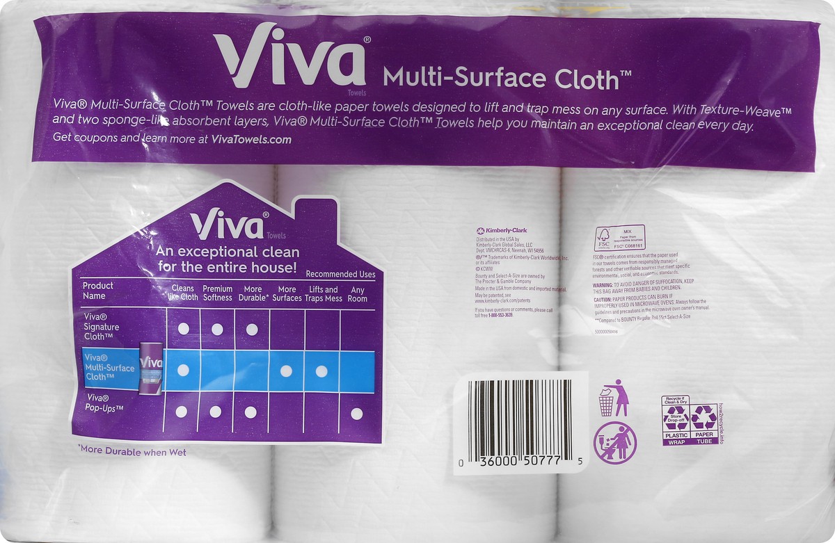 slide 9 of 11, Viva Huge Roll Choose-A-Sheet 2-Ply Multi-Surface Cloth 6 ea, 6 ct