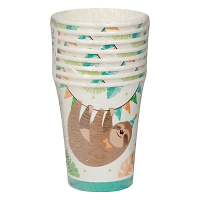 slide 1 of 1, Party Creations Sloth Party Paper Cups, 8 oz, 8 ct