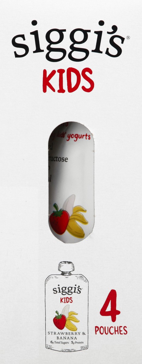 slide 8 of 9, Siggi's Kids Strawberry & Banana Low Fat Yogurt Pouches, 3.5 oz, 4 ct Pack, 4 ct; 3.5 oz