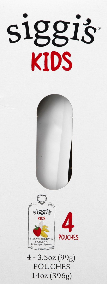 slide 9 of 9, Siggi's Kids Strawberry & Banana Low Fat Yogurt Pouches, 3.5 oz, 4 ct Pack, 4 ct; 3.5 oz