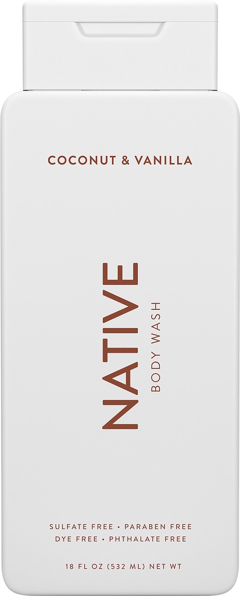 slide 4 of 5, Native Coconut & Vanilla Body Wash, 18 oz, 18 fl oz