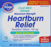slide 1 of 1, Kroger Cool Mint Heartburn Relief Tablets, 65 ct