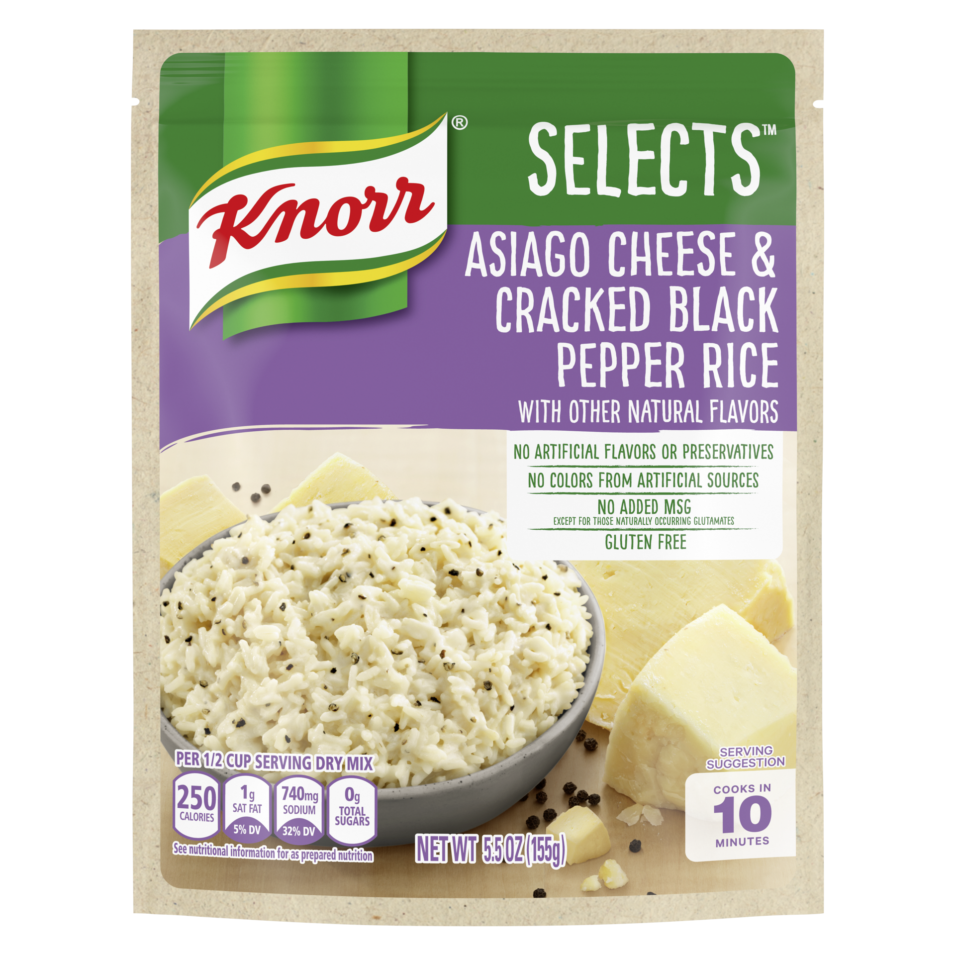 slide 4 of 4, Knorr Selects Rice Side Dish Asiago Cheese & Cracked Black Pepper, 5.5 oz, 5.5 oz