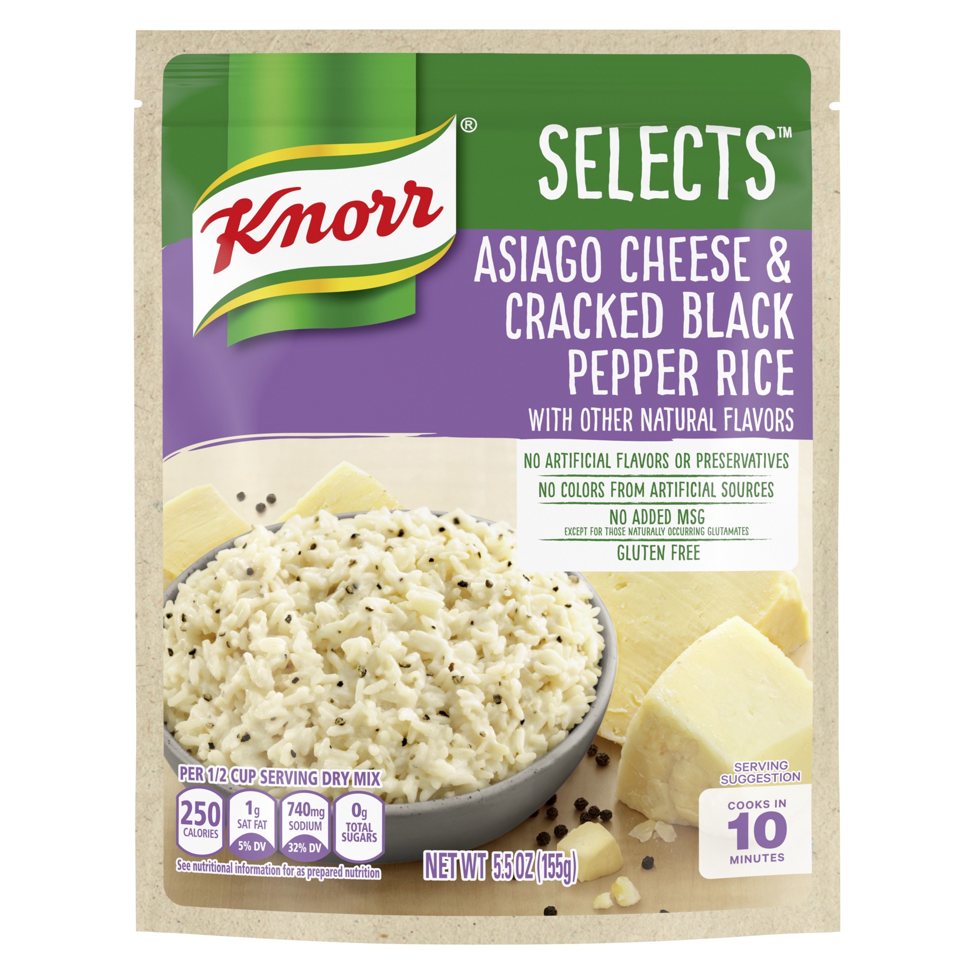 slide 1 of 4, Knorr Selects Rice Side Dish Asiago Cheese & Cracked Black Pepper, 5.5 oz, 5.5 oz