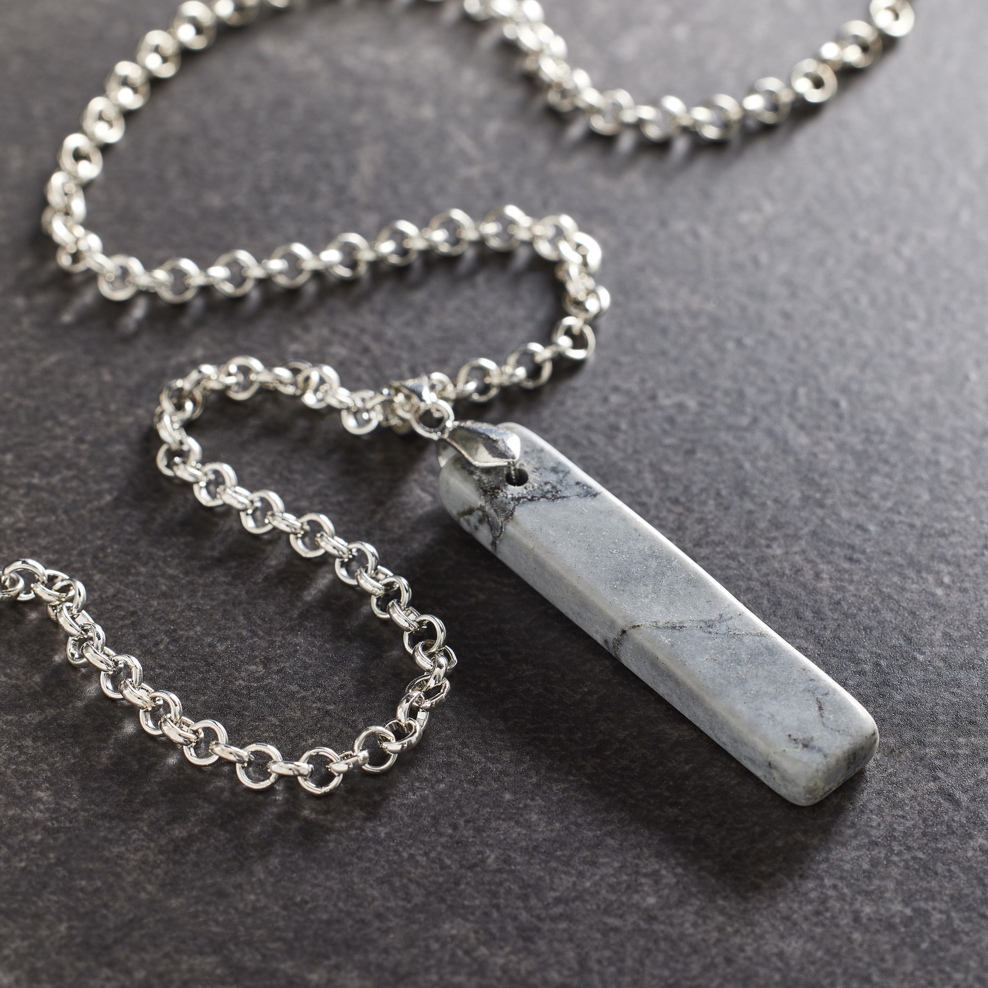 slide 3 of 3, Black Network Agate Rectangle Pendant By Bead Landing, 9mm x 44mm