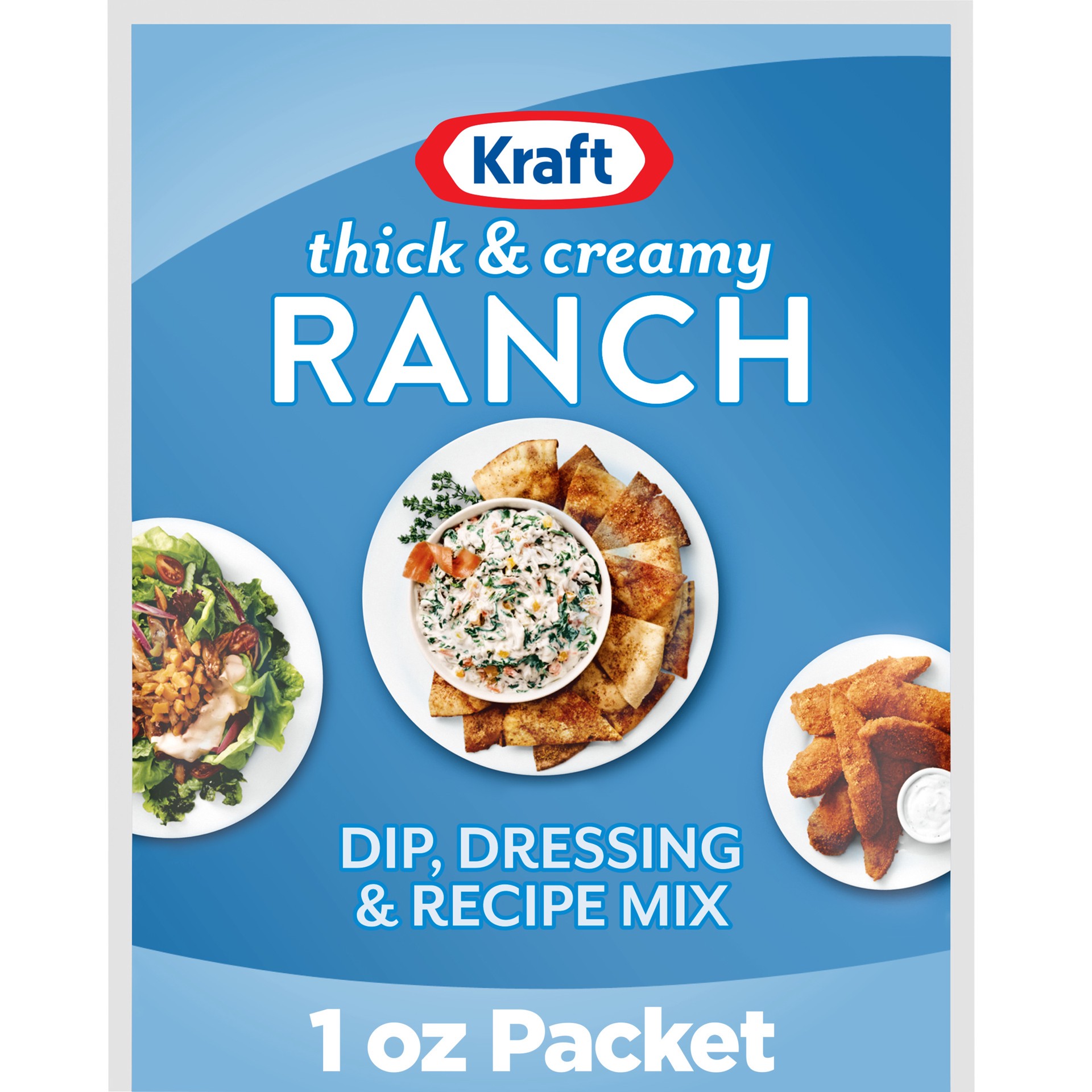 slide 1 of 9, Kraft Thick & Creamy Ranch Dip, Dressing & Recipe Mix, 1 oz Packet, 1 oz