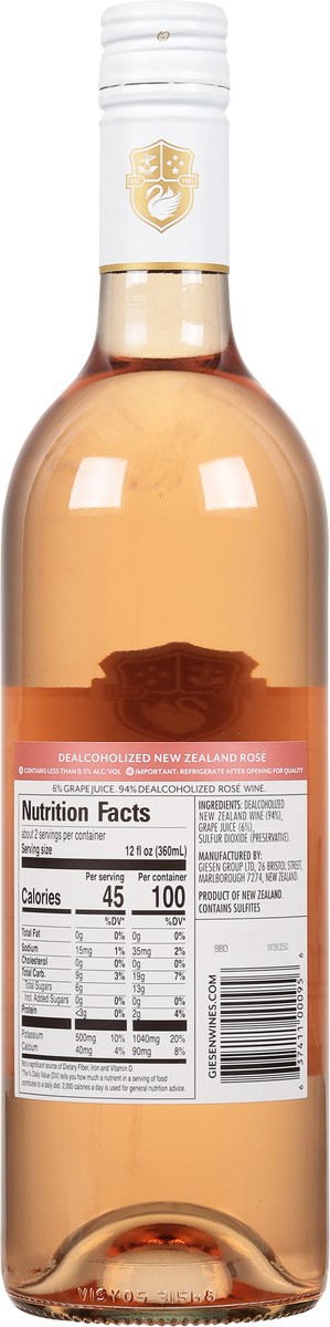 slide 3 of 9, Giesen Dealcoholized Rose 25.4 fl oz, 750 ml