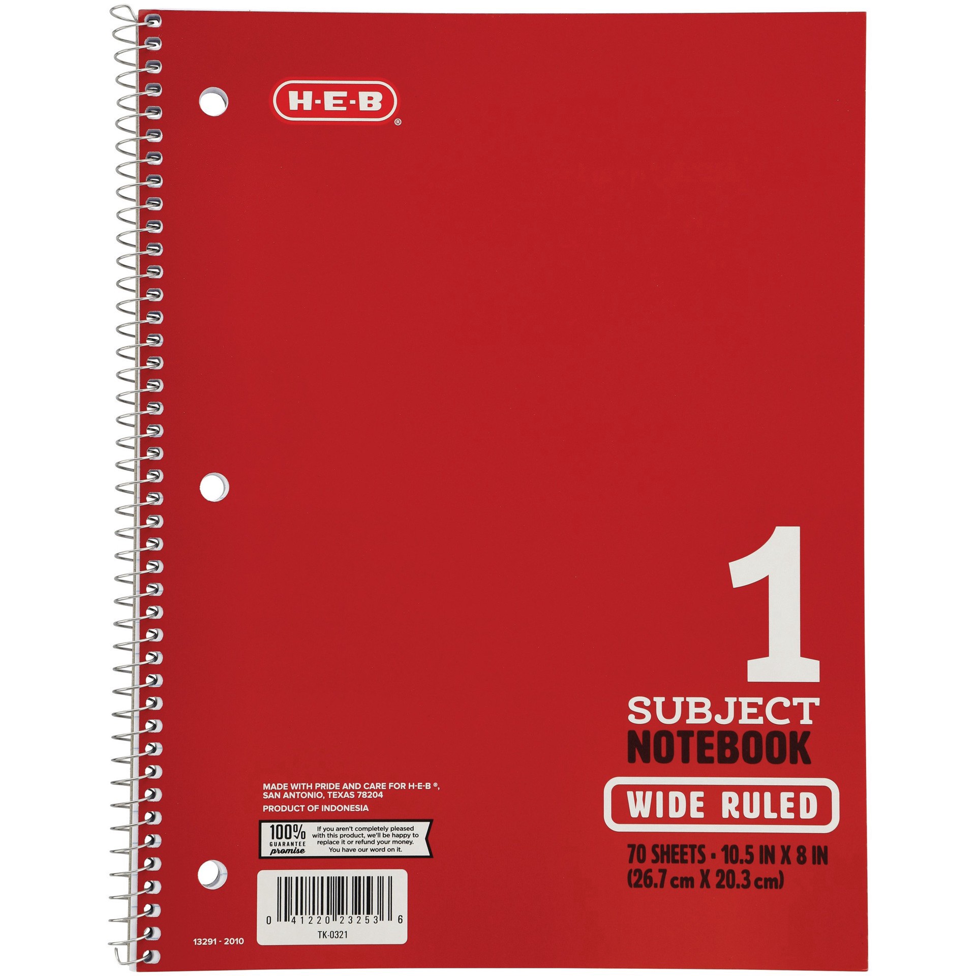 slide 1 of 1, H-E-B 1 Subject Red Wide-Ruled Themebook, 70 ct