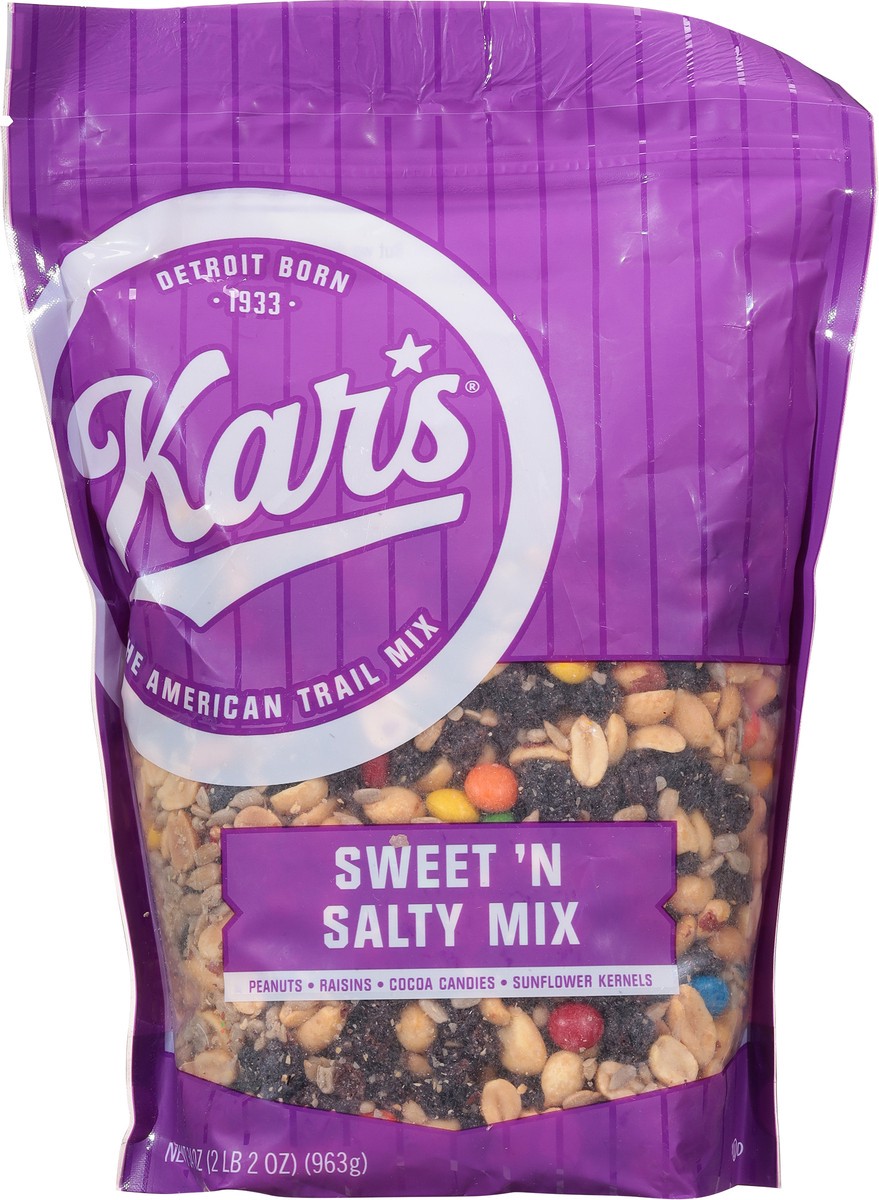 slide 9 of 11, Kar's Nut Products Kars Sweet & Salty Nut Trail Mix, 34 oz
