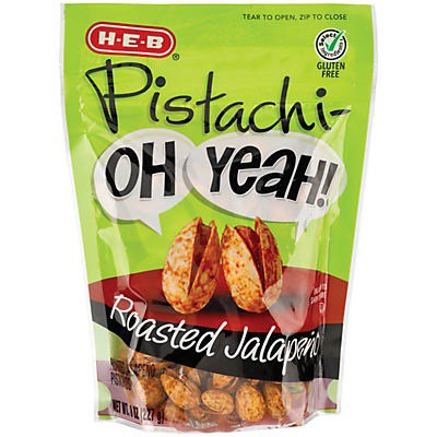 slide 1 of 1, H-E-B Select Ingredients Roasted Jalapeno Shell-On Pistachios, 8 oz