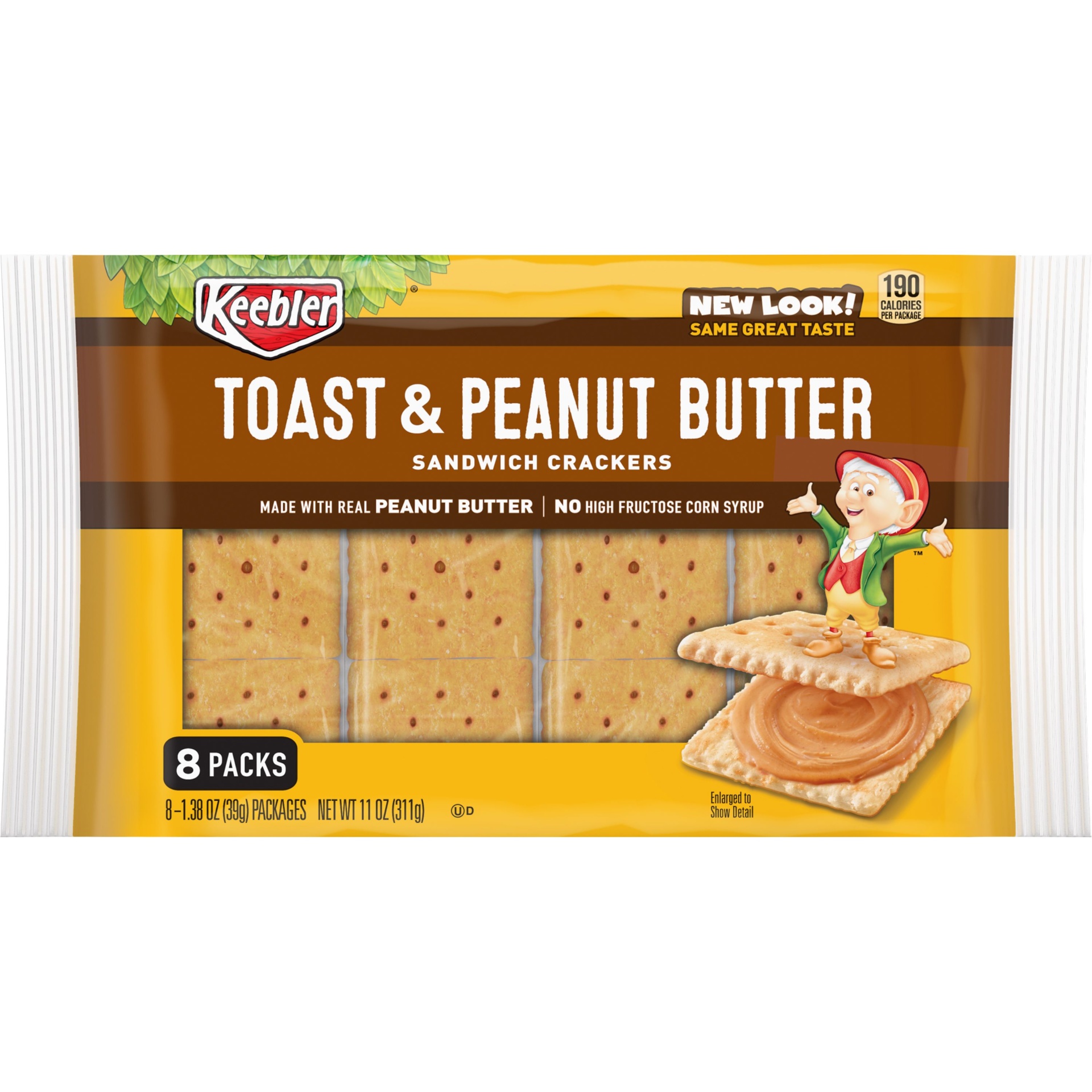 slide 2 of 7, Kellogg's Keebler Sandwich Crackers, Single Serve Snack Crackers, Office and Kids Snacks, Toast and Peanut Butter, 11 oz