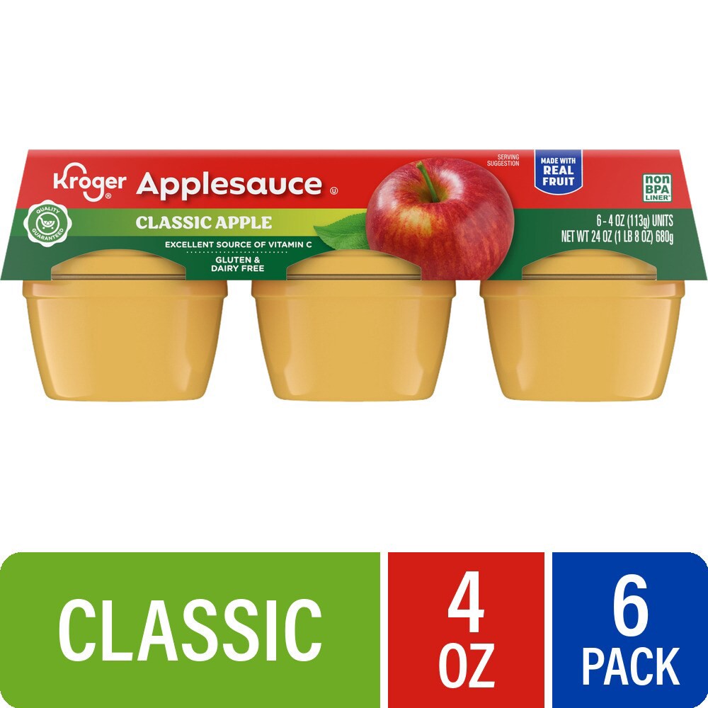 slide 1 of 2, Kroger Classic Applesauce Cups, 6 ct; 4 oz