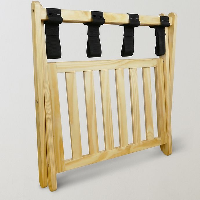 slide 3 of 16, Casual Home Hotel-Style Folding Luggage Rack with Shelf - Natural, 1 ct