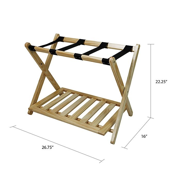 slide 6 of 16, Casual Home Hotel-Style Folding Luggage Rack with Shelf - Natural, 1 ct