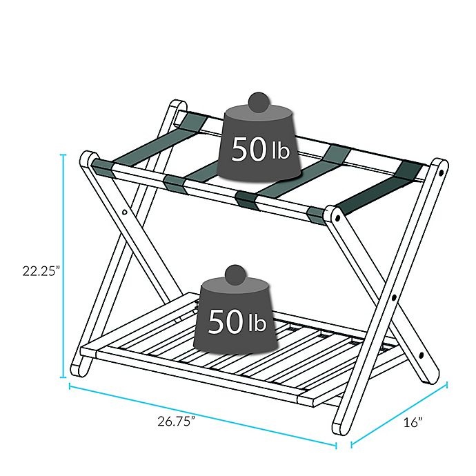 slide 7 of 16, Casual Home Hotel-Style Folding Luggage Rack with Shelf - Natural, 1 ct