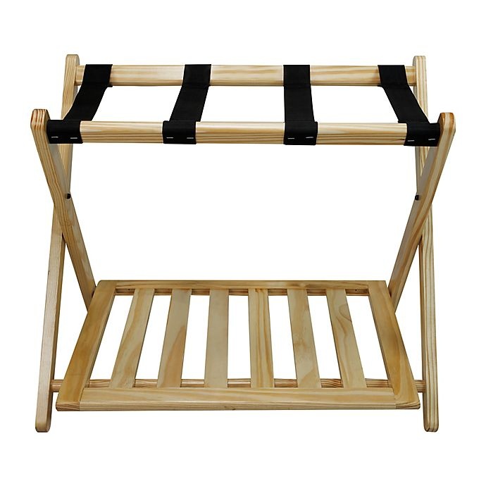 slide 8 of 16, Casual Home Hotel-Style Folding Luggage Rack with Shelf - Natural, 1 ct