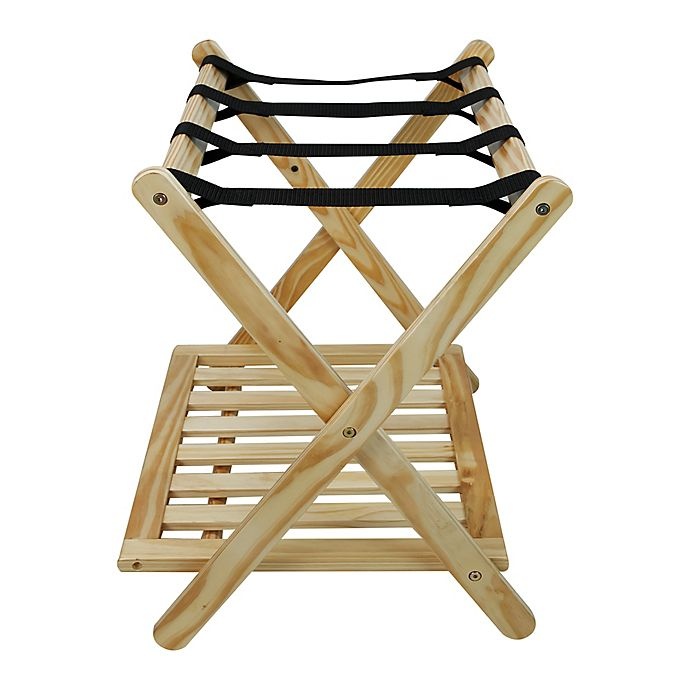 slide 9 of 16, Casual Home Hotel-Style Folding Luggage Rack with Shelf - Natural, 1 ct