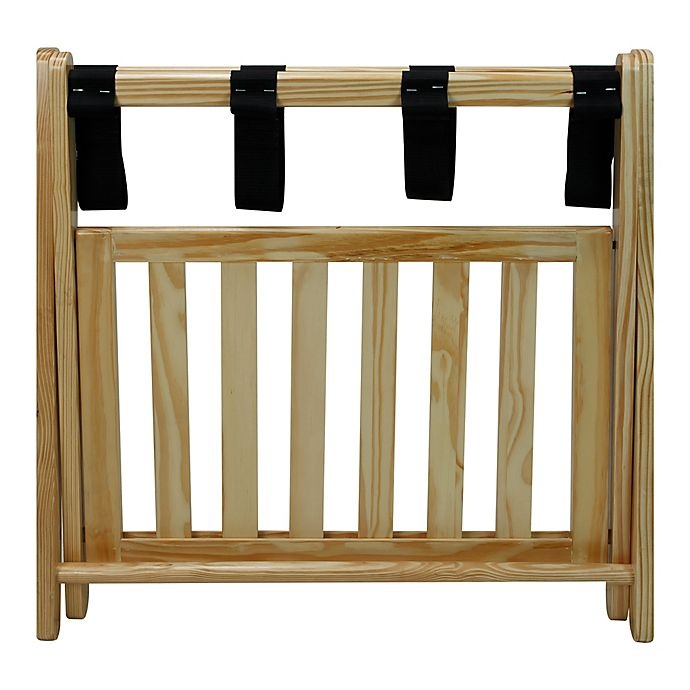 slide 10 of 16, Casual Home Hotel-Style Folding Luggage Rack with Shelf - Natural, 1 ct