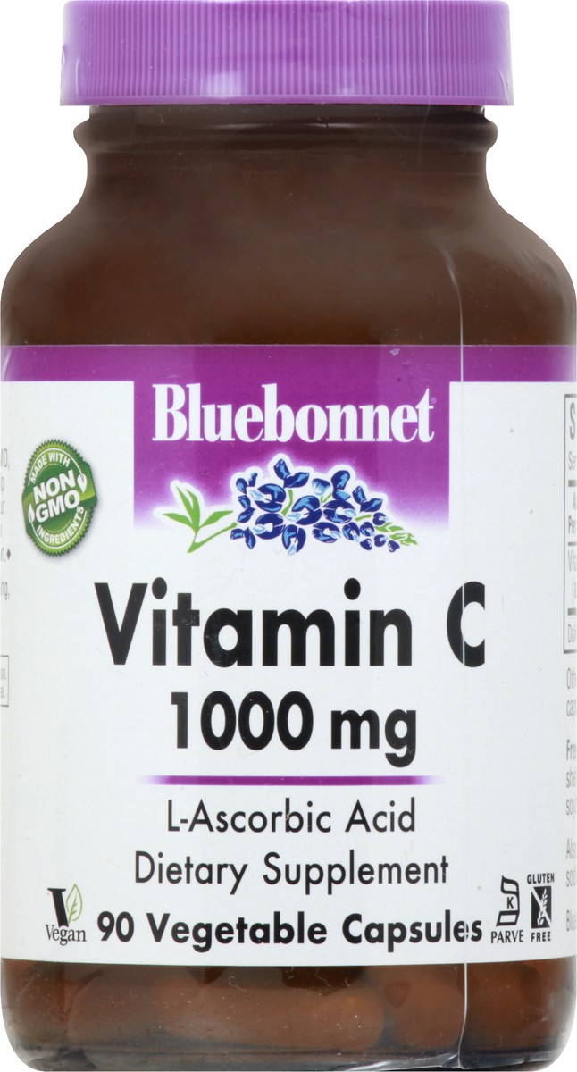 slide 1 of 9, Bluebonnet Nutrition Vegetable Capsules 1000 mg Vitamin C 90 ea, 90 ct