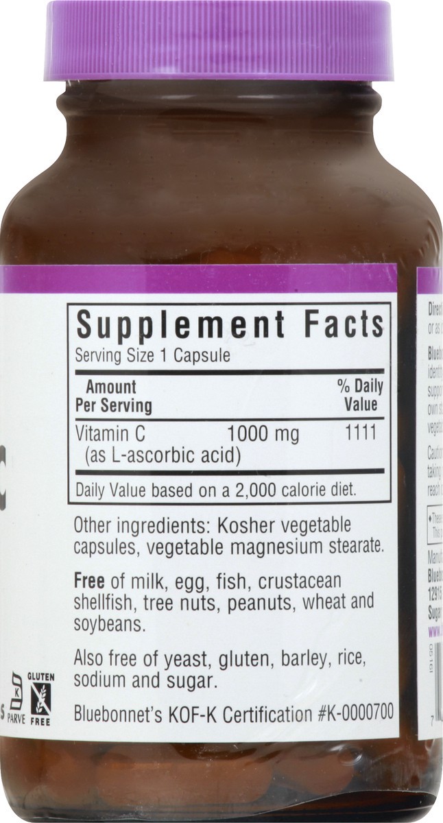 slide 8 of 9, Bluebonnet Nutrition Vegetable Capsules 1000 mg Vitamin C 90 ea, 90 ct