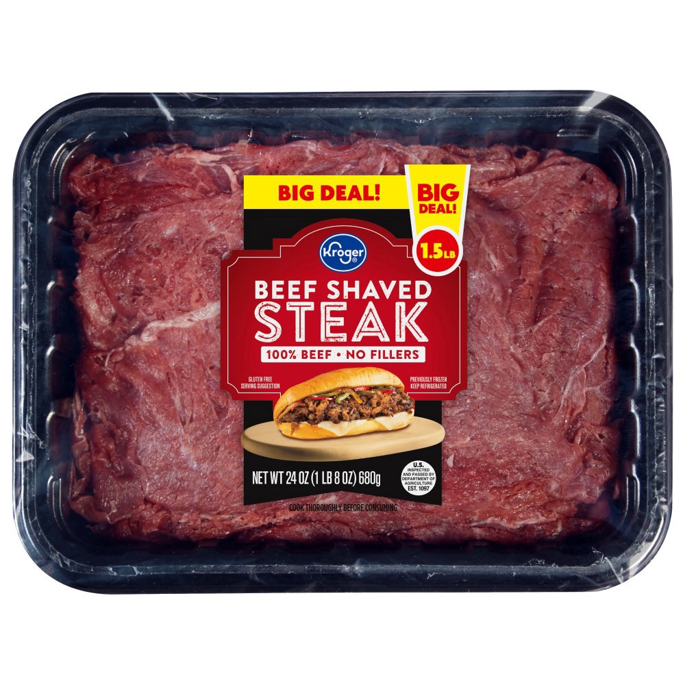 slide 2 of 2, Kroger Beef Shaved Steak, 24 oz